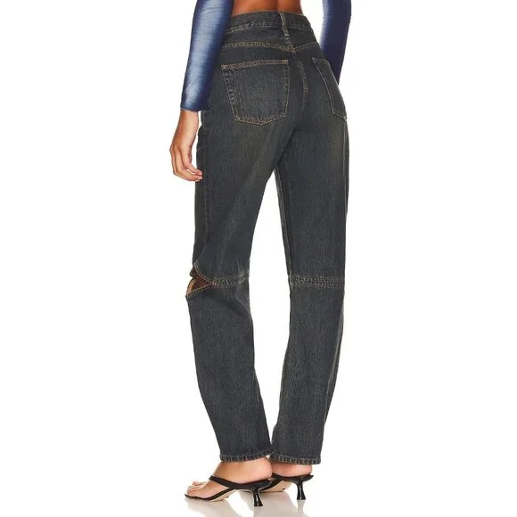 Women's Straight Leg Jeans - Black - Picture 3 of 5